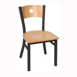 circle back metal frame chair in natural