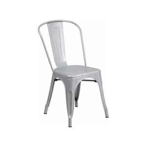 silver metal side chair