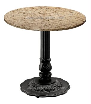 round giallo ornamental granite top with vintage tango base