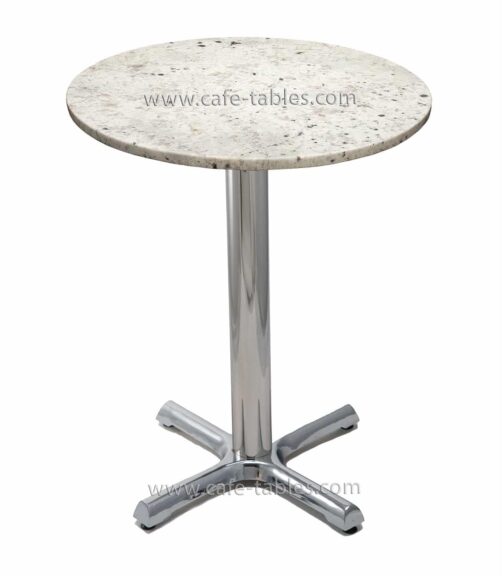 Table Tops: Quartz & Granite: Galaxy White with Chrome Cross Base round galaxy white granite top with chrome cross base