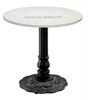 round crystal white quartz top with vintage tango base