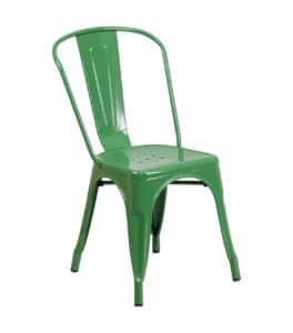 green metal side chair