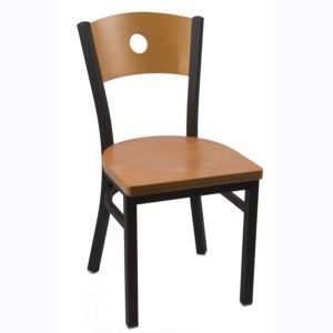 circle back metal frame chair in cherry