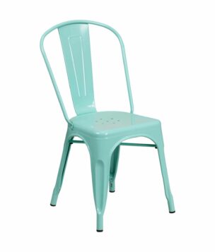 mint green metal side chair