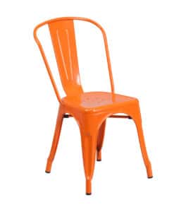 orange metal side chair