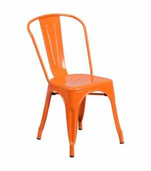 orange metal side chair