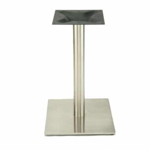 18x18 square stainless steel base at dining height