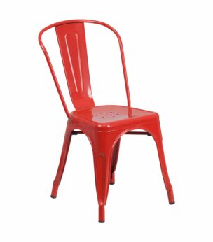 red metal side chair
