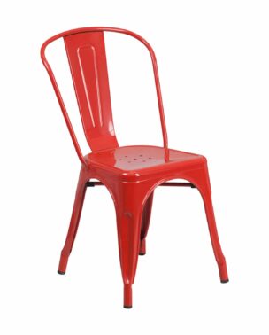 red metal side chair