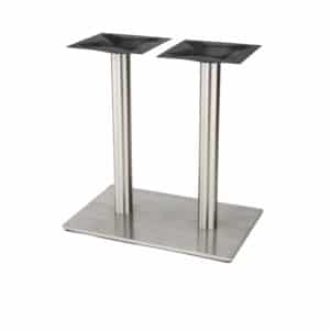 16x28 rectangular stainless steel base with two columns at dining height