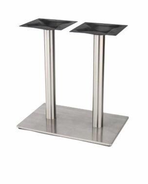 16x28 rectangular stainless steel base with two columns at dining height