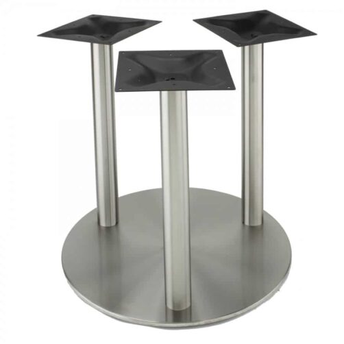 3 column 30in round stainless steel base at dining height