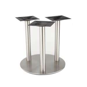 3 column, 30in round stainless steel disk base at dining height