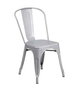 silver metal side chair
