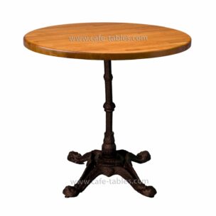 round cherry solid oak top with vintage 4-legged bistro base