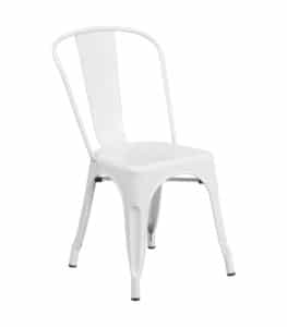 white metal side chair