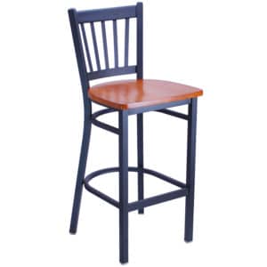vertical back metal frame barstool with cherry seat