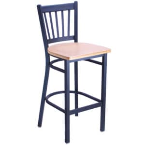 vertical back metal frame barstool with natural seat