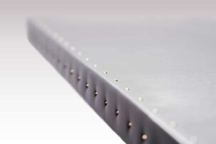 zinc table top with brass nails