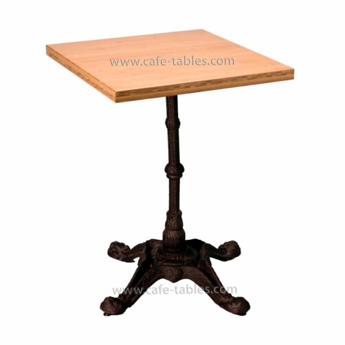 Table Tops: Bamboo: Bamboo with Bistro 4 Base square bamboo top with vintage 4-legged bistro base