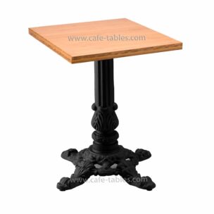 Table Tops: Bamboo: Bamboo with Emiline Base square bamboo top with vintage 4-legged bistro base