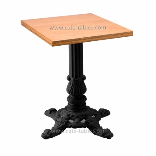 Table Tops: Bamboo: Bamboo with Emiline Base square bamboo top with vintage 4-legged bistro base