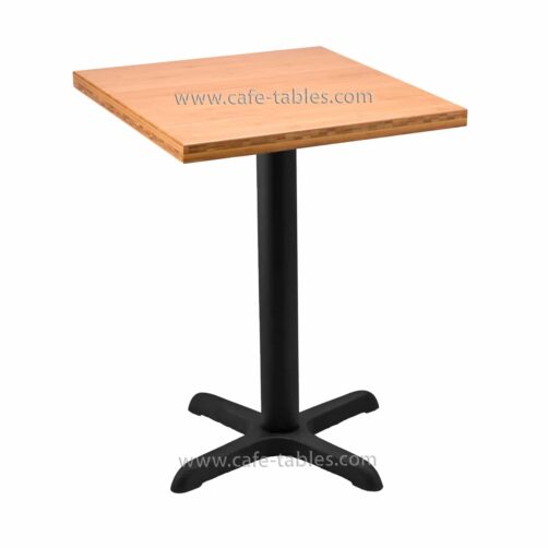 Table Tops: Bamboo: Bamboo with Black Cross Base square bamboo top with black cross base