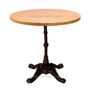 round bamboo top with vintage 4-legged bistro base