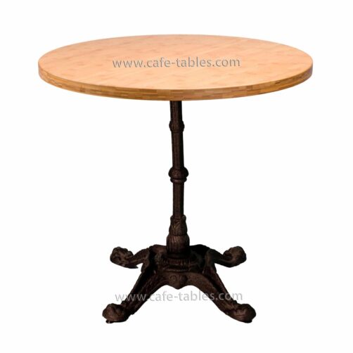 Table Tops: Bamboo: Bamboo with Bistro 4 Base round bamboo top with vintage 4-legged bistro base