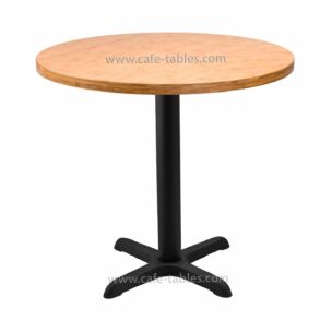 Table Tops: Bamboo: Bamboo with Black Cross Base round bamboo top with black cross base