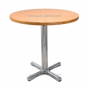 round bamboo top with chrome cross base