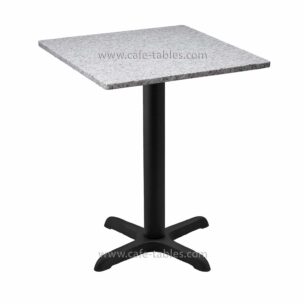 Table Tops: Quartz & Granite: Sesame White with Black Cross Base square sesame white granite top with black cross base