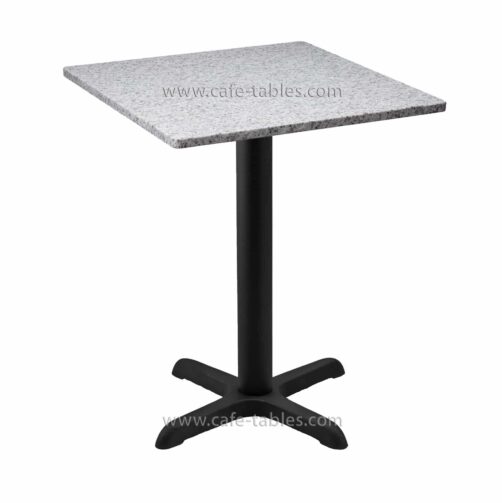 Table Tops: Quartz & Granite: Sesame White with Black Cross Base square sesame white granite top with black cross base