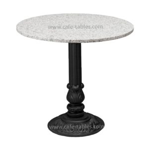 round sesame white granite top with vintage pieta base