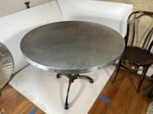 Table Tops: Patina Zinc patina zinc table top - simple finish with black screws