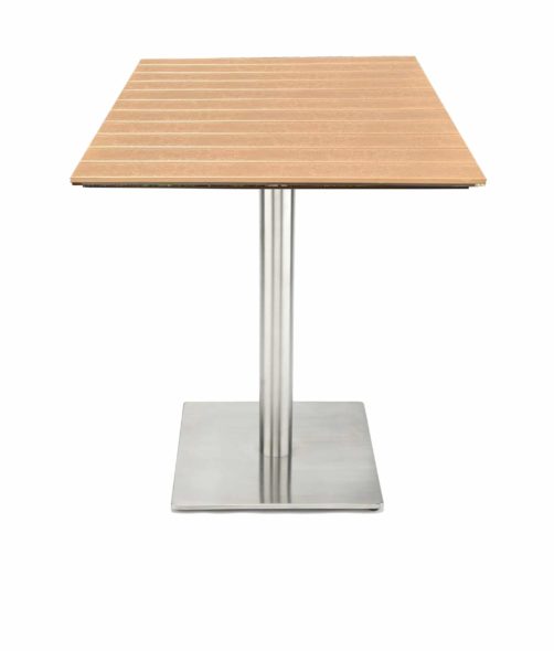 square outdoor teak table top with square stainless steel base