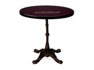 round dark walnut solid oak top with vintage 4-legged bistro base