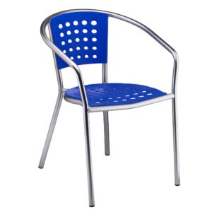aluminum and resin chairs, blue