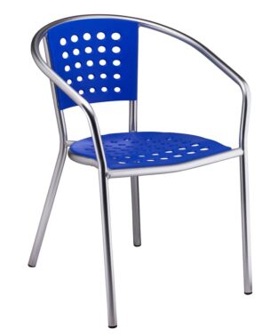 aluminum and resin chairs, blue