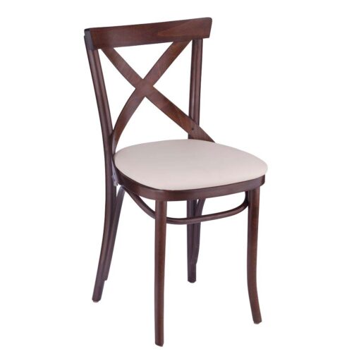 Chairs: Wood Frame Chairs: X-Back Bentwood x-back bentwood side chair, walnut with padded seat