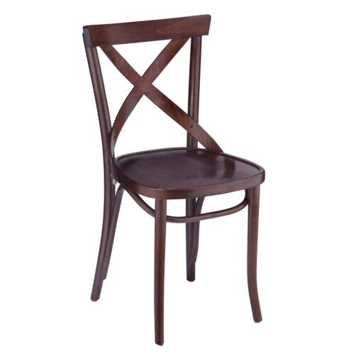 Bistro Cafe Cross Back Chair Solid Oak / Walnut Finish Dining Restaurant 
