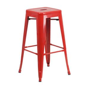 red metal bar stool