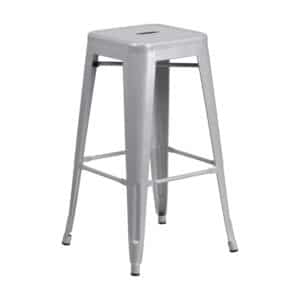 silver metal bar stool