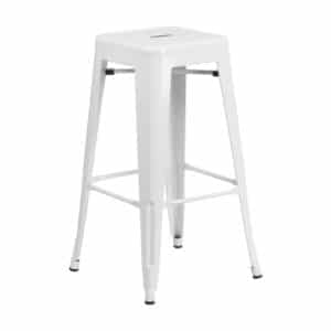 white metal bar stool