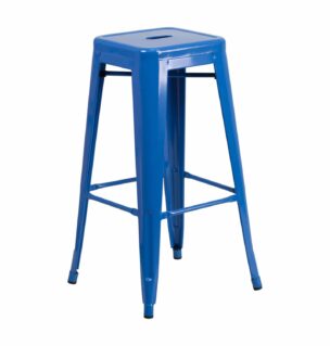 blue metal bar stool