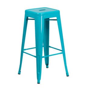 crystal blue metal bar stool