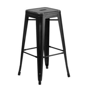 black distressed metal bar stool