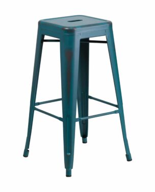 kelly blue distressed metal bar stool