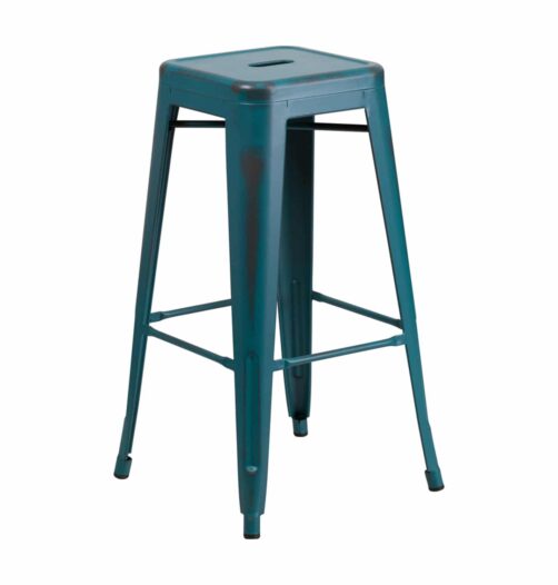 kelly blue distressed metal bar stool