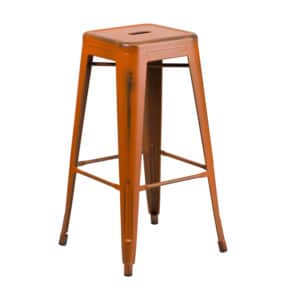 orange distressed metal bar stool